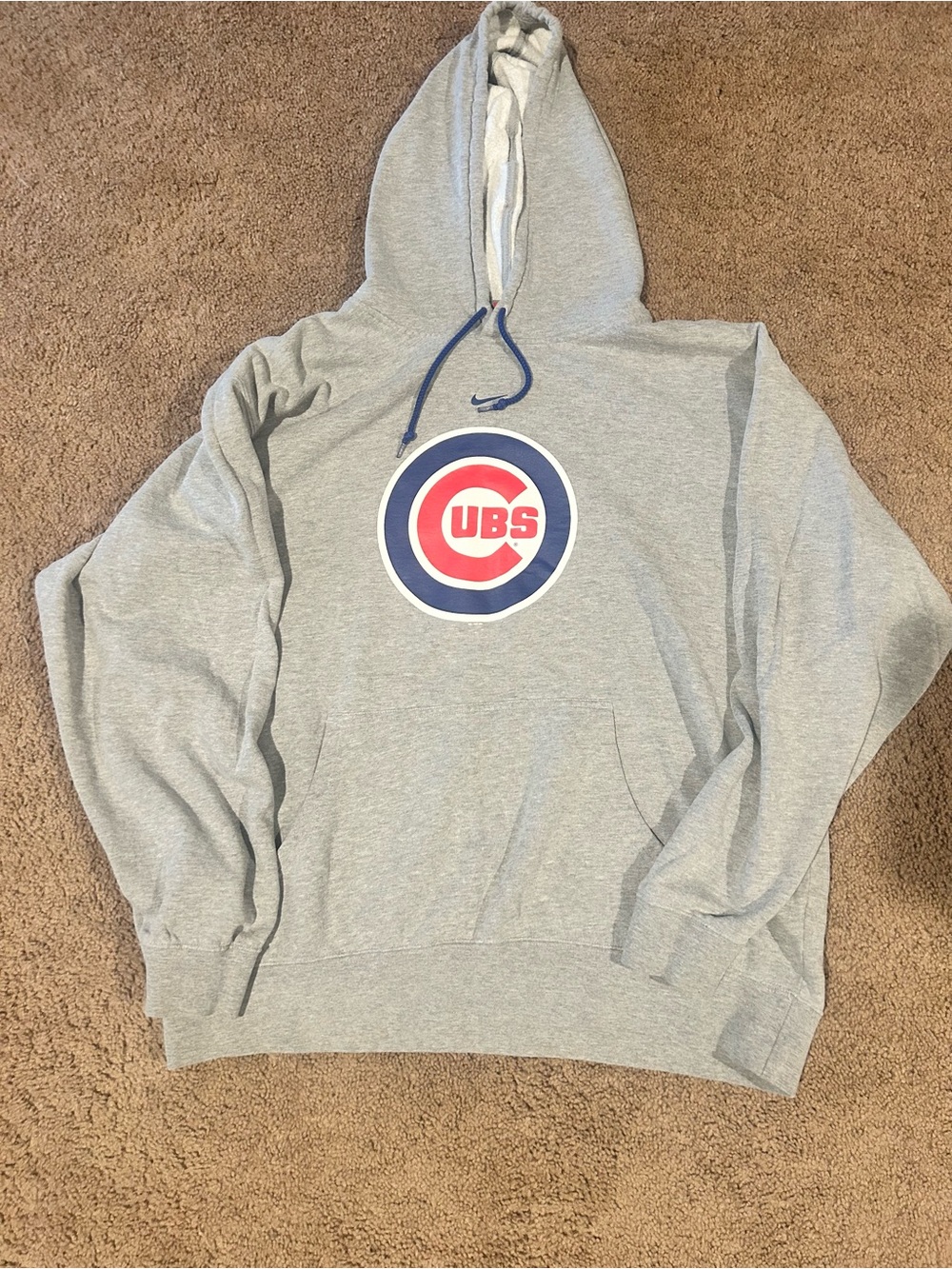 Nike Gray Crewneck Hoodie with Blue and Red Logo
